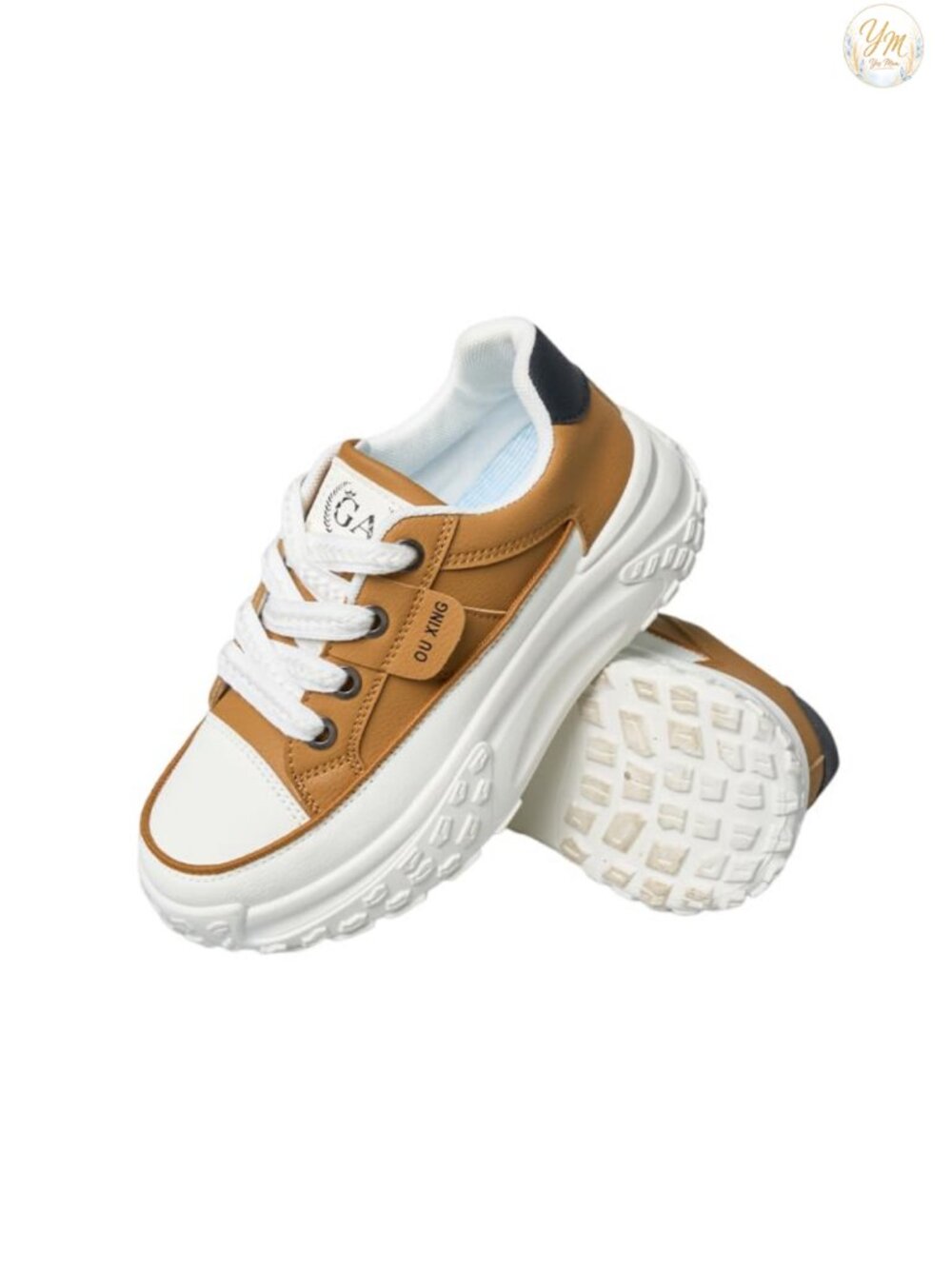 Women's Lace Up Platform Sneakers Breathable Slip Resistant Faux Leather Casual